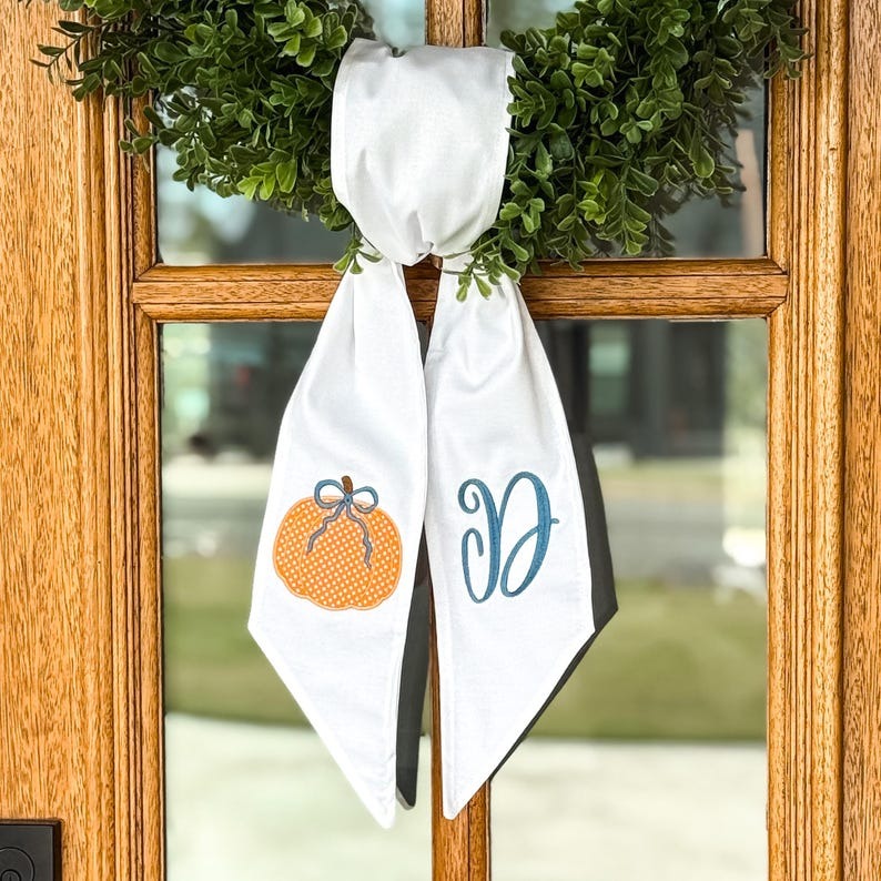 Preppy Fall Monogram Wreath Sash for Front Door