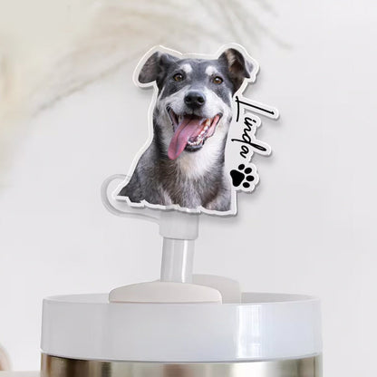 Custom Pet Photo Straw Topper, Stanley Cup Straw Cap with Pet Photo