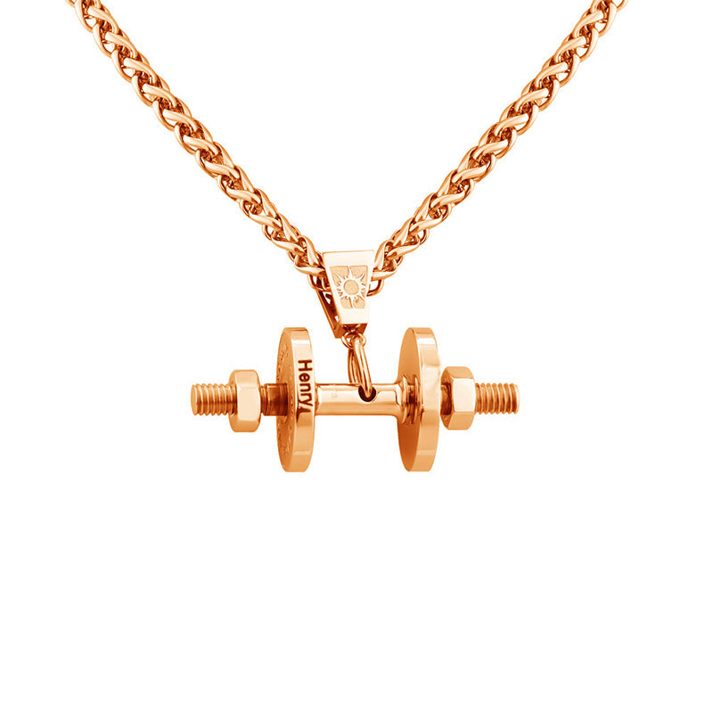 Personalized Bodybuilder Necklace Dumbbell Pendant Father's Day Gift