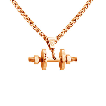Personalized Bodybuilder Necklace Dumbbell Pendant Father's Day Gift