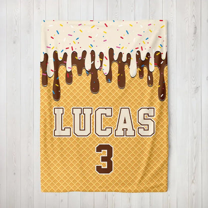 Custom Baseball Drip Plush Blanket: Personalized Kid's Birthday Gift