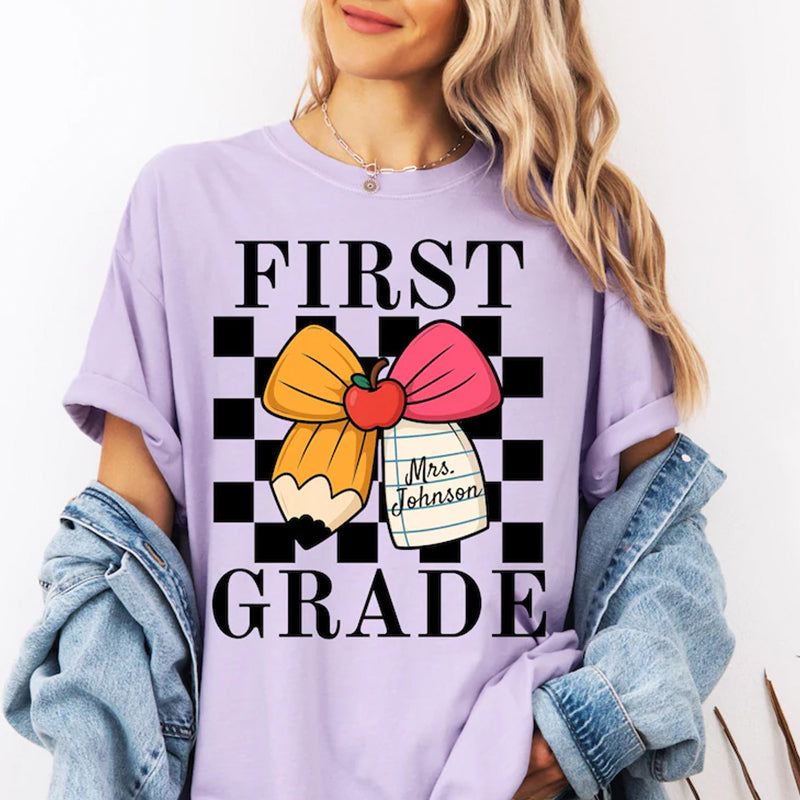 Custom First Grade Teacher Shirt, Comfort Colors 1st Grade Teacher Name Shirt