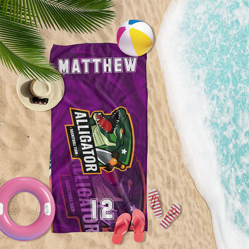Custom Sports Team Logo Beach Towel, Add Your Logo Design Personalized Towels