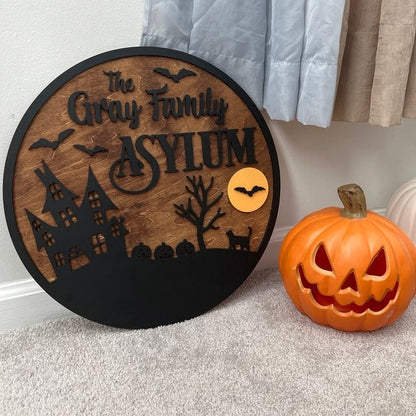 Personalized Halloween Family Sign - Custom Asylum Sign