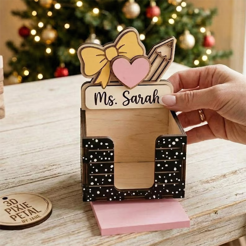 Personalized Teacher Sticky Note Holder: Teacher Name Notepad Holder
