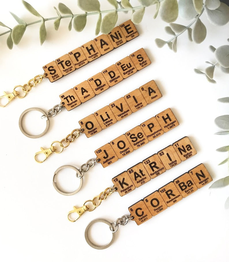 Custom Periodic Table Element Name Key Chain