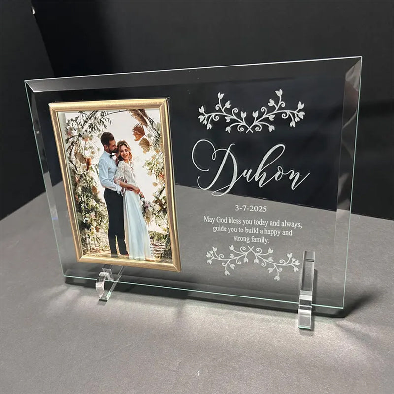Engraved Wedding Frame, Glass Frame For Wedding Souvenirs