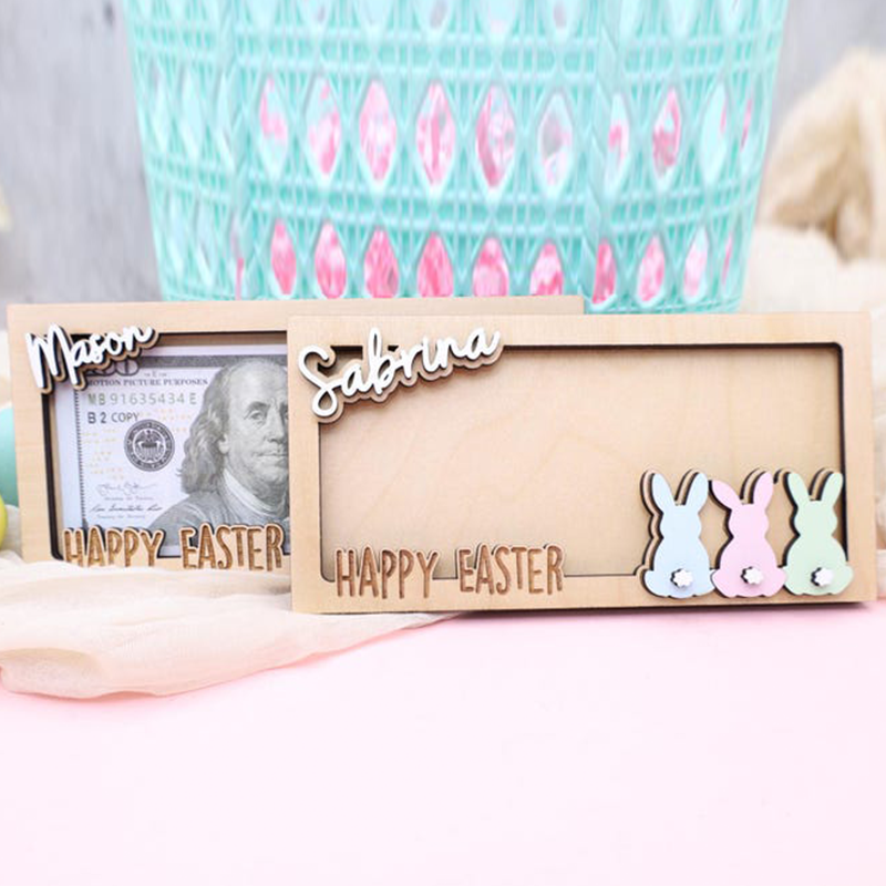 Bunny Easter Money Holder: Wooden Easter Basket Stuffer