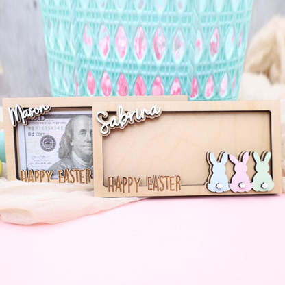 Bunny Easter Money Holder: Wooden Easter Basket Stuffer