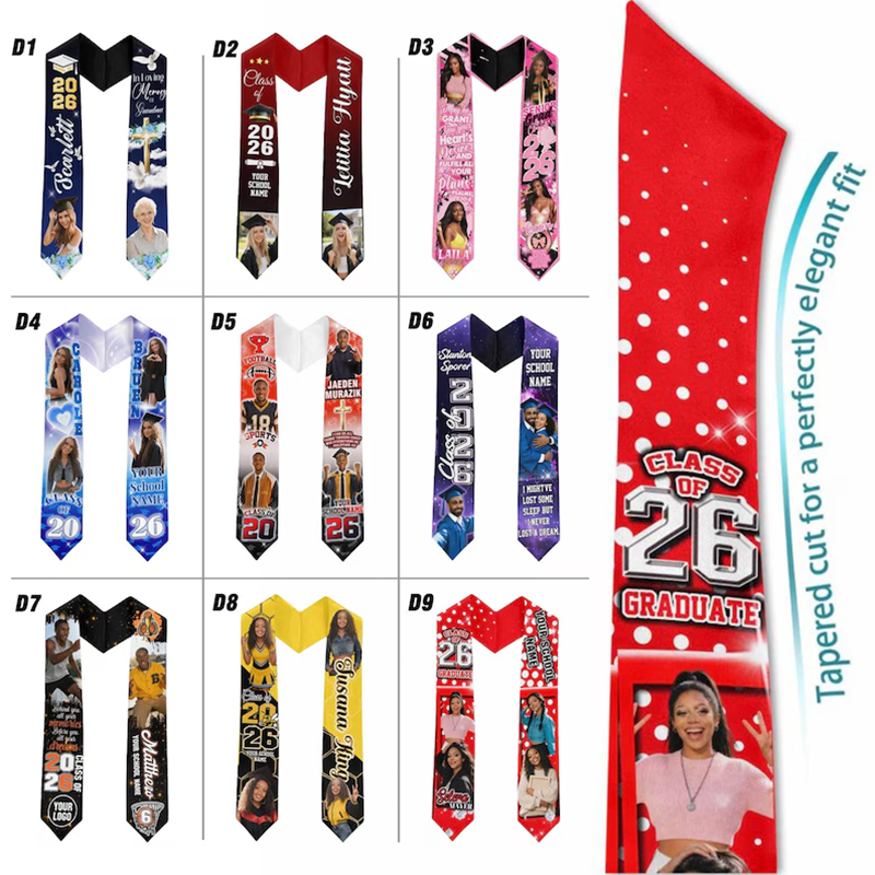 Custom Photo Graduation Stole: Personalized Class of 2026 Sash, Gift for Graduates