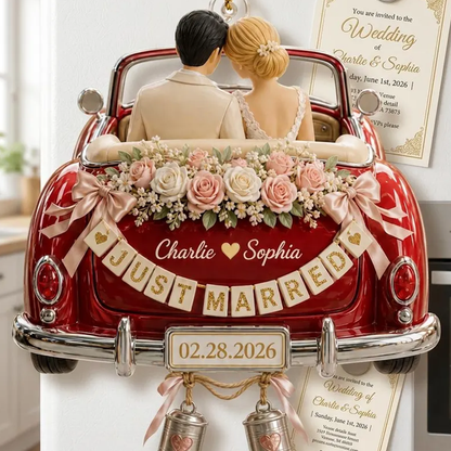 Personalized Just Married Wedding Car Ornament