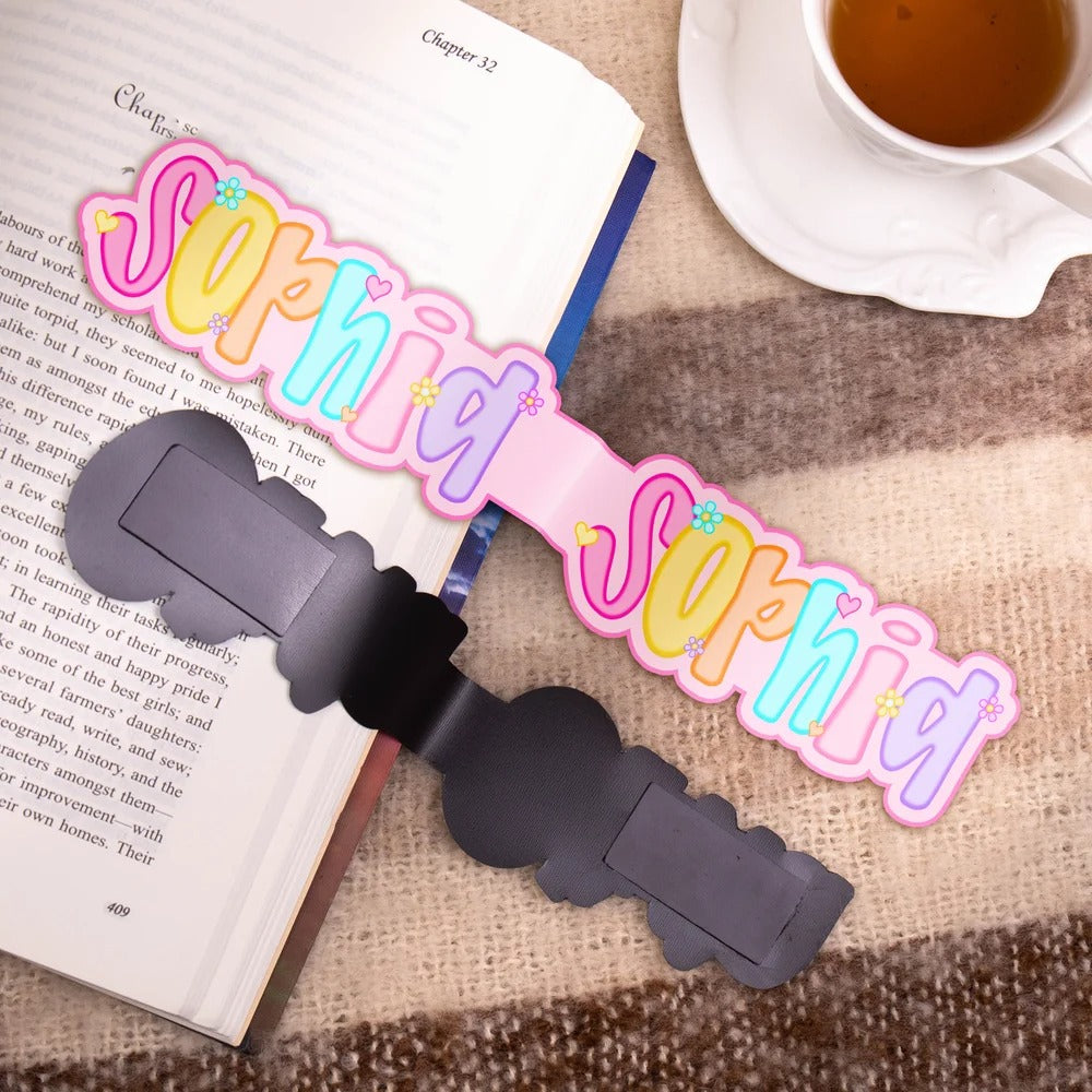Personalized Flower Heart Bright Colored Letter Magnet Bookmark