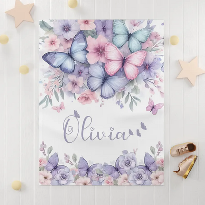 Personalized Butterfly Nursery Blanket Custom Baby Name Blanket