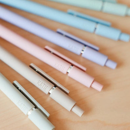 Personalized Pens Set of 6 Custom Engraved Soft Touch Pens