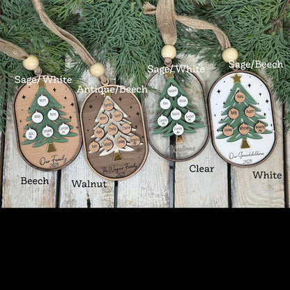 Personalized Family Tree Ornament, Personalized Grandparent Ornament