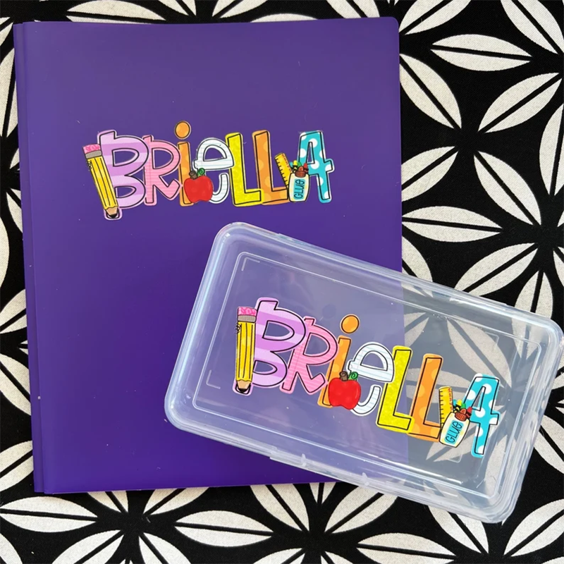 Personalized Pencil Boxes - Pencil Pouch - Pocket Folder with Prongs - Zipper Pouch-  Back to school