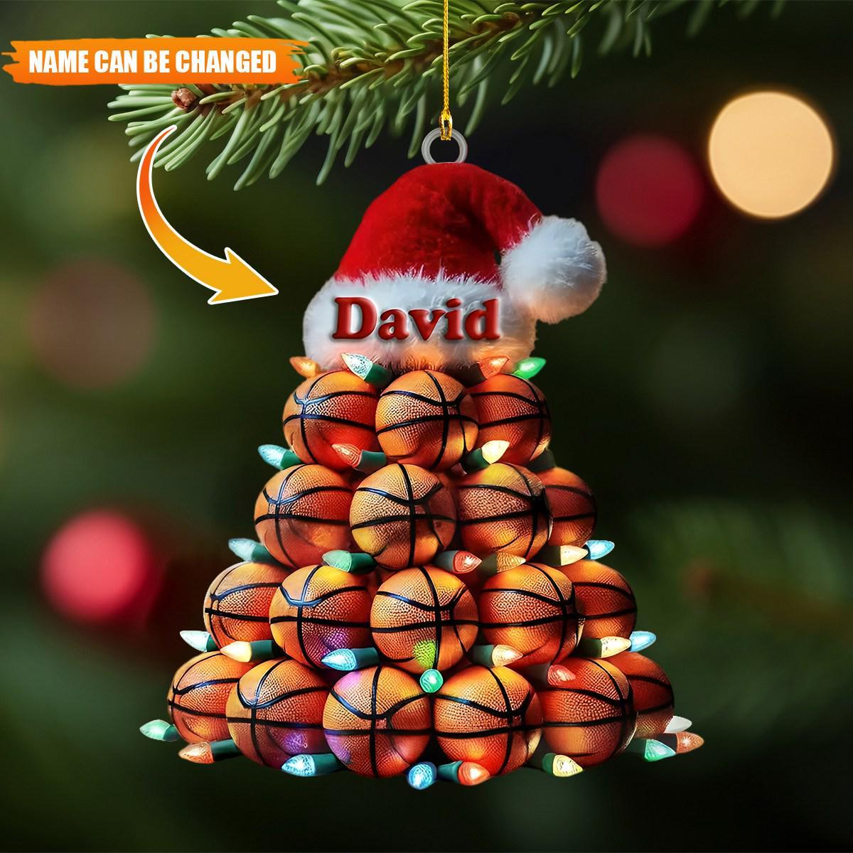 Personalized Basketball Ornament, Custom Christmas Gift for Basketball Players