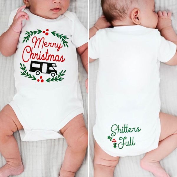 Merry Christmas Shitters Full Unisex Onesies, Ugly Christmas Baby Outfit