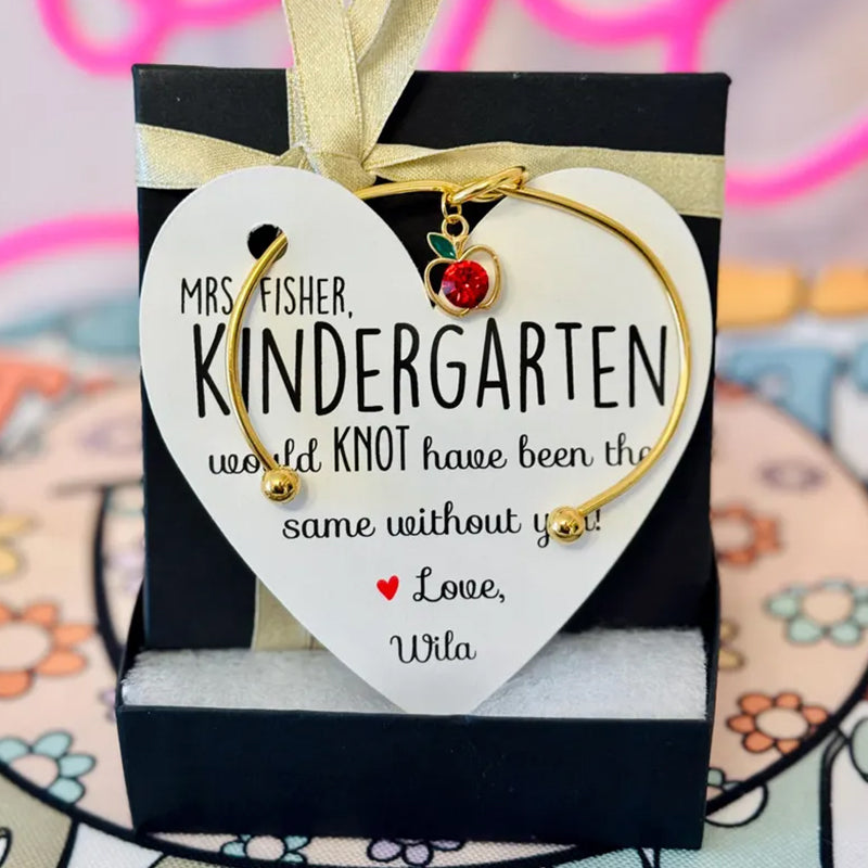 End of Year Teacher Gift Knot Bangle w/apple charm!