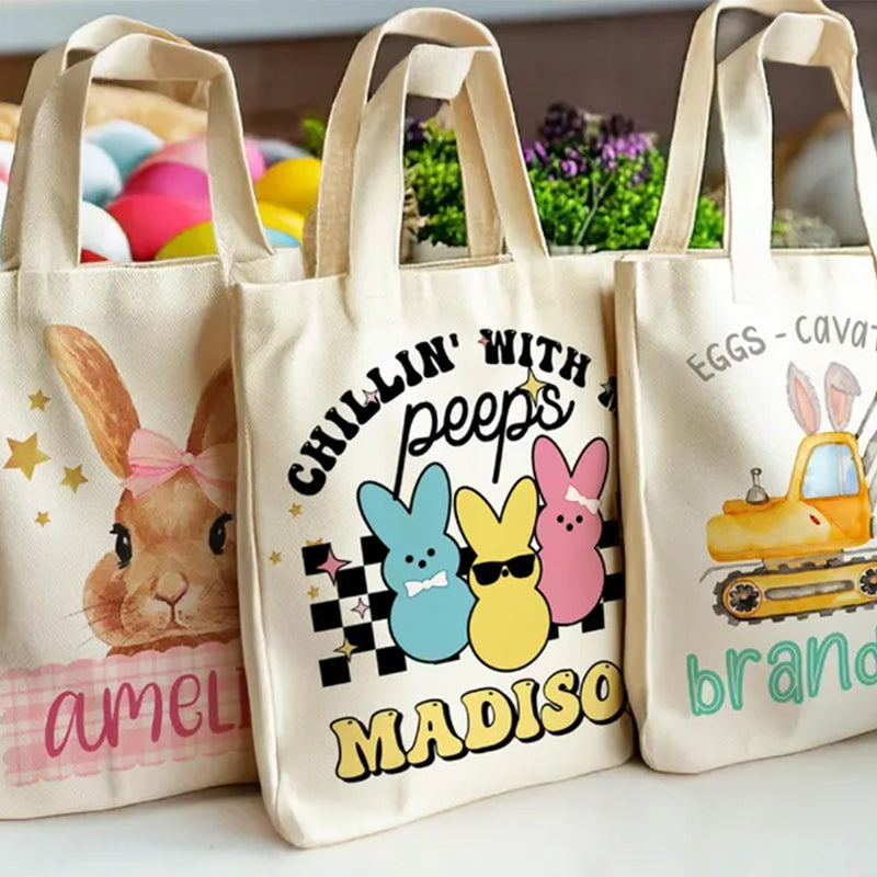 Easter Bunny Gift Bag for Kids, Custom Easter Egg Hunt Bag