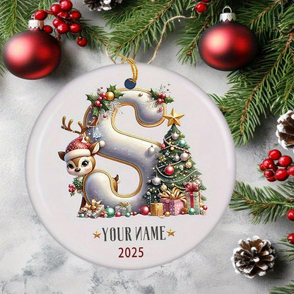 Personalized 2025 Christmas Letter  Ceramic Hanging Ornament