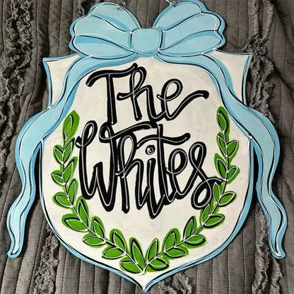 Personalized Door Hanger - crest Door Decor - coquette Door Sign
