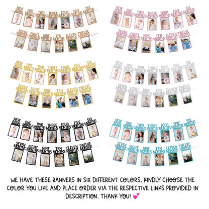 PartyHooman 1st Birthday Photo Banner in for Baby from Newborn to 12 Months