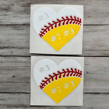 Personalized Baseball Softball Soccer Football Cheer Number Sticker