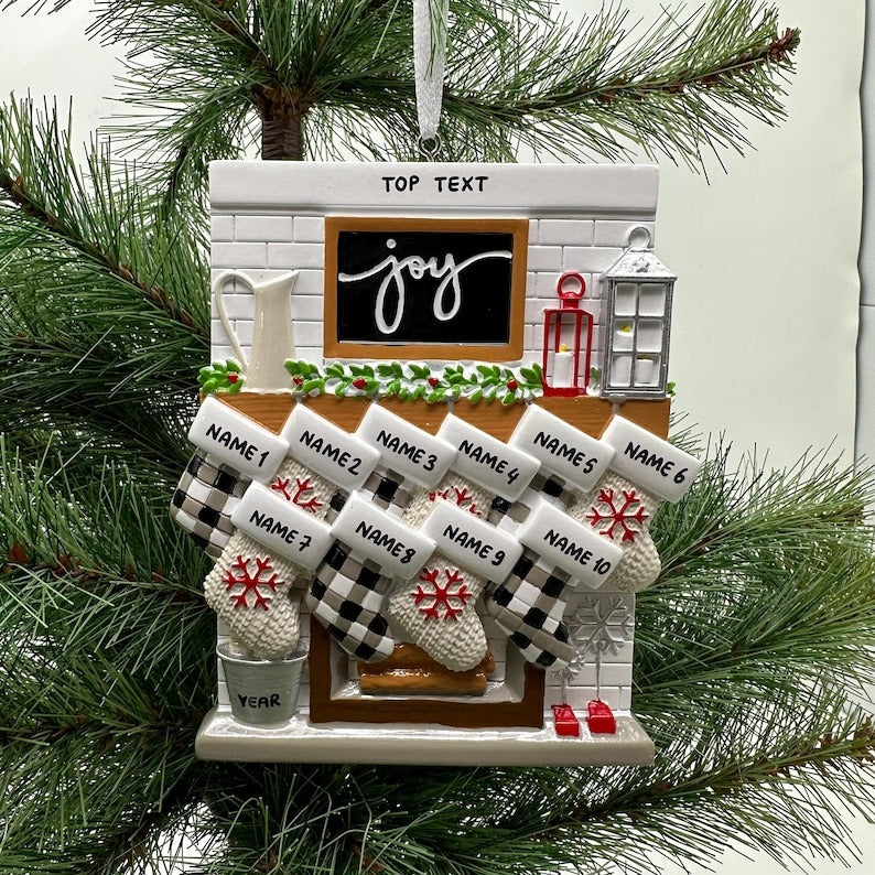 Fireplace Mantel Family Stocking Ornament
