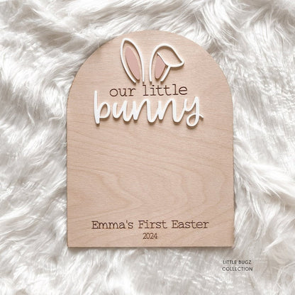 our little bunny easter sign, baby's first easter sign, baby footprint keepsake,