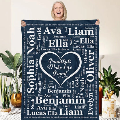 Personalized 1-16 Grandkid Names Blanket