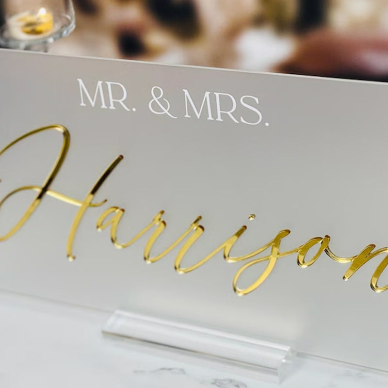 3D Mirrored Acrylic Wedding Head Table Mr Mrs Sign