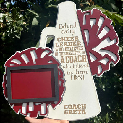 Custom Cheer Coach Photo Frame | Personalized Cheer Wall Hanging