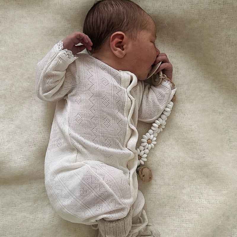 Personalized Flower Beaded Pacifier Clip Wooden Engraving