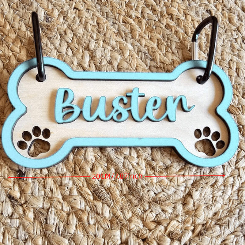 Customizable Dog Bone Sign - Personalized Pet Decor Gift with Paw Prints