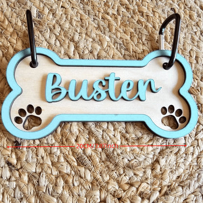 Customizable Dog Bone Sign - Personalized Pet Decor Gift with Paw Prints