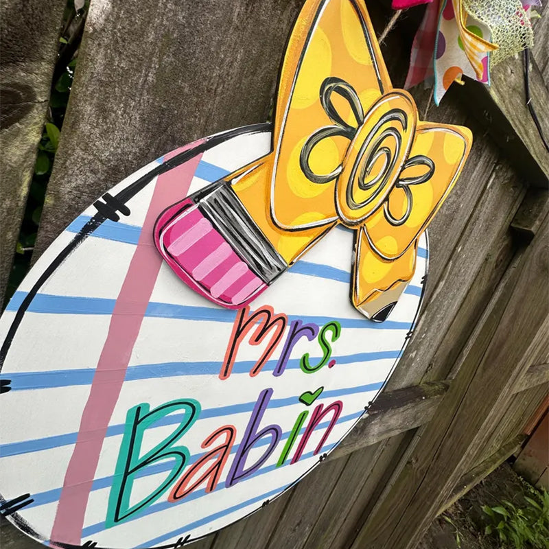 Teacher Door Hanger  Pencil Bow | New Teacher Door Hanger