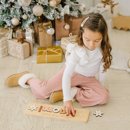Wooden Name Puzzle, Upper and Lowercase, Gifts for Kids