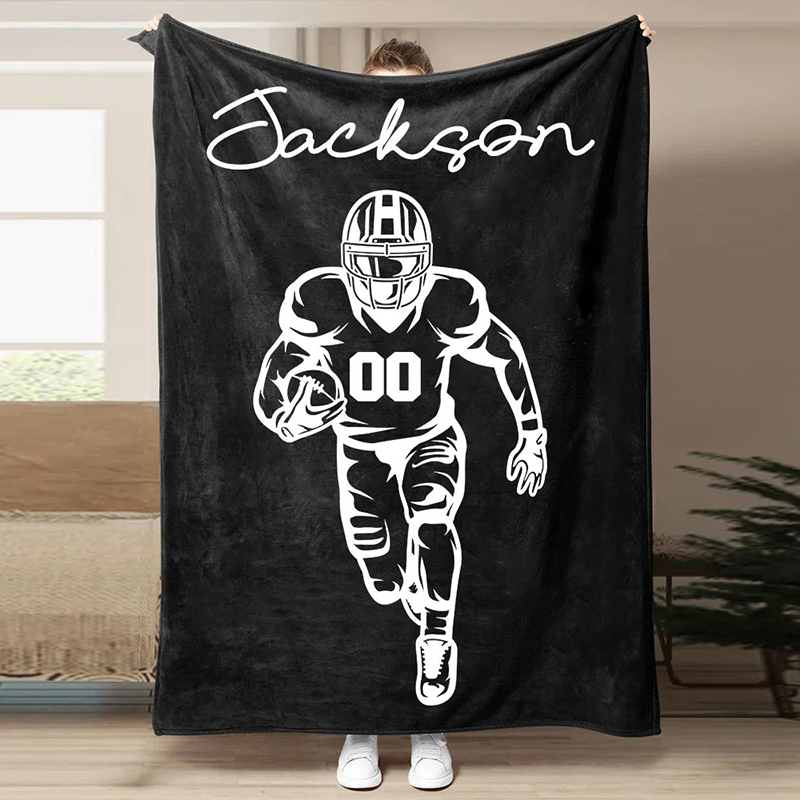 Football Customized Name and Number Blanket