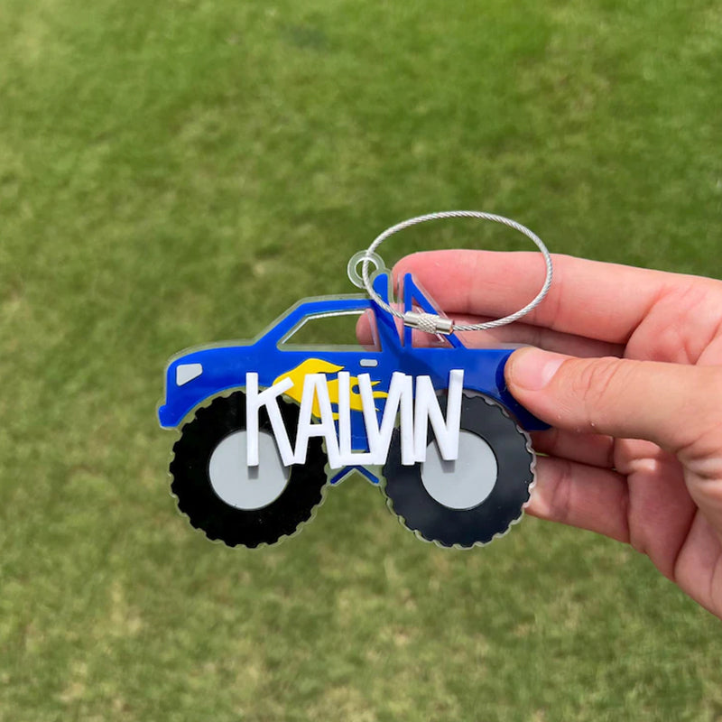 Monster Truck Keychain, Personalized Truck Bag Easter Tag