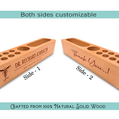 Personalized Doctor Gift: Engraved Wood Desk Organizer with Caduceus