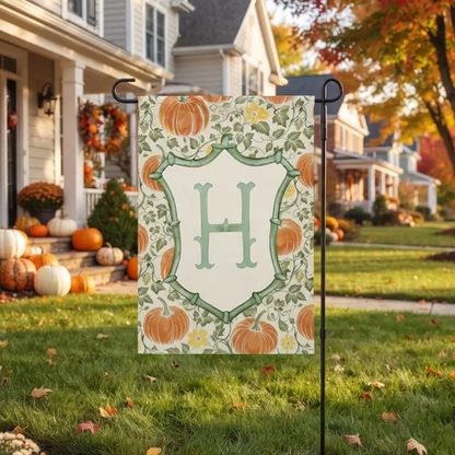Personalized Initial Garden Flag, Custom Letter Pumpkin Yard Decor