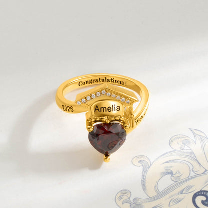 Bachelor's hat ring Women's customizable class ring Graduation Gift