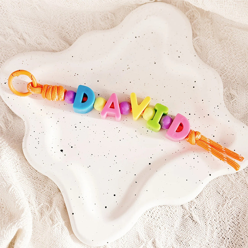 Personalized Name/Number Beaded Keyring Charm
