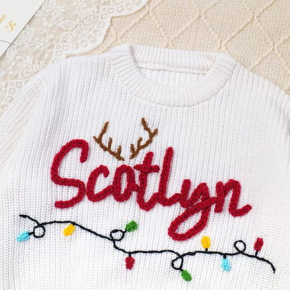 Merry Christmas Personalized Knitted Name Baby Sweater
