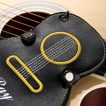 Personalized Guitar-Shaped Portable PU Leather Guitar Picks Storage Case
