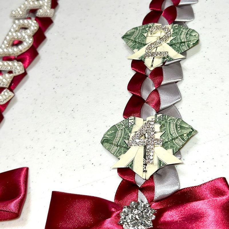 Graduation Lei, 2-Color Double Braid with Paper Decoration, Personalized Letters & Numbers