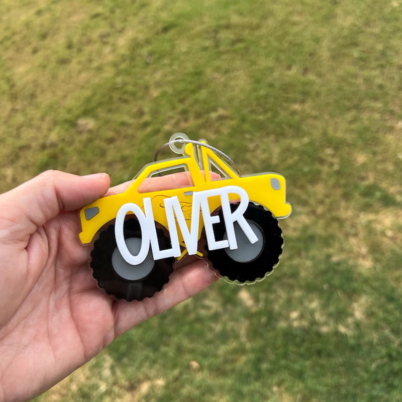 Monster Truck Keychain, Personalized Truck Bag Easter Tag