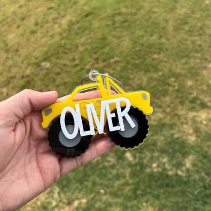 Monster Truck Keychain, Personalized Truck Bag Easter Tag