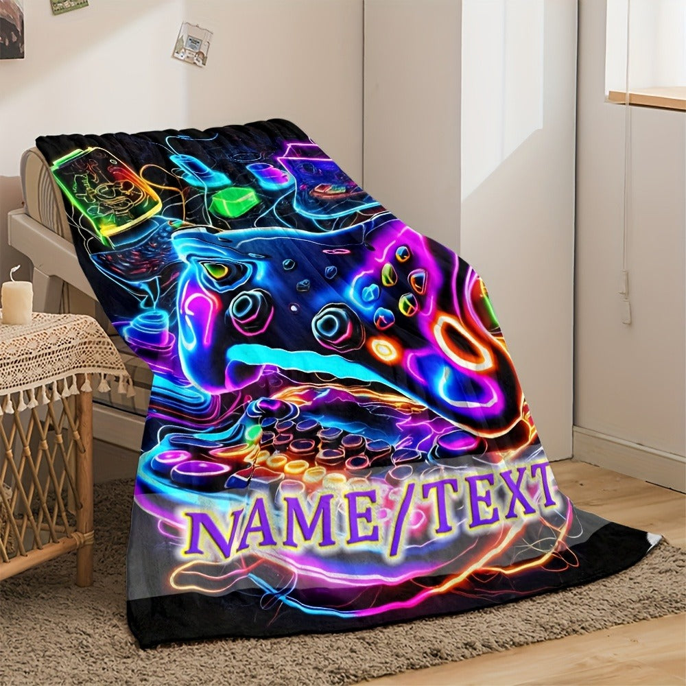 Customizable Gaming Controller Flannel Blanket, Contemporary Style